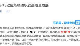 《世界金属导报》公众号：“红?领?带”行动赋能德胜钒钛高质量发展