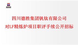 四川德胜集团钒钛有限公司对LF精炼炉项目职评手续进行公开招标
